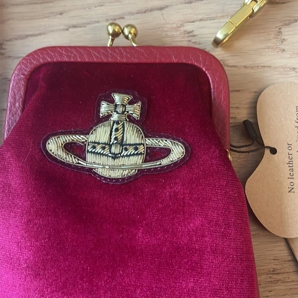 Vivienne Westwood Red Velvet Crossbody Bag Dust Bag 2 Straps